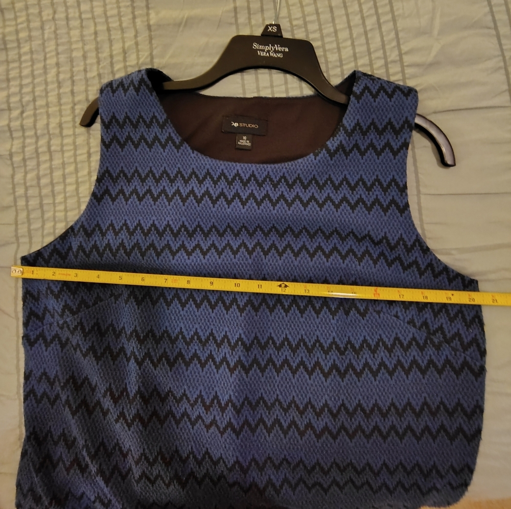 AB Studio Blue and Black Zigzag Mini Dress - Picture 2 of 5